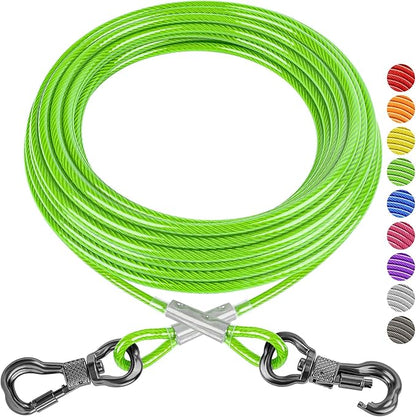 XiaZ 30FT Tie Out Cable for Dogs, Dog Leads for Yard Chew Proof, Heavy Duty Pet Tie Out Cable for Large Dogs Up to 250lbs,Durable Dog Runner Tether Line for Outdoor,Yard