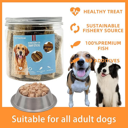 Dog Fish Treats Cod Made with Premium Natural Norwegian 100% Real Cod Fish Bones &amp; Meat Healthy Crunchy Biscuits for Dogs High Protein Grain-Free All-Natural Pet Snack