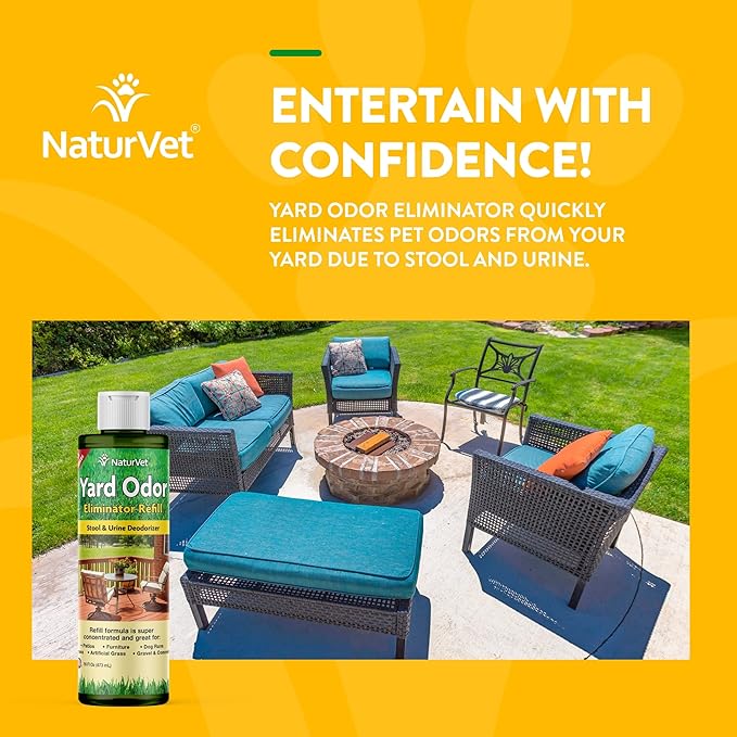NaturVet – Yard Odor Eliminator | Eliminate Stool and Urine Odors from Lawn and Yard | Designed for Use on Grass, Plants, Patios, Gravel, Concrete &amp; More | 16 oz Refill
