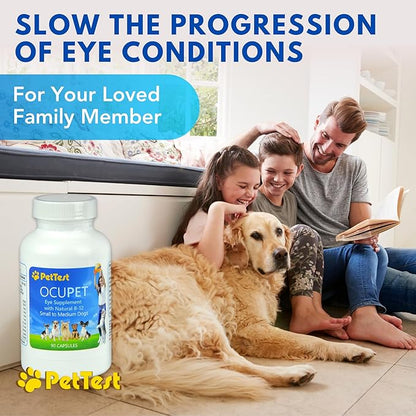 Ocupet Advanced Vision &amp; Eye Health Supplement for Cats &amp; Small-Medium Dogs, Packed with Natural B12, Grape Seed Extract &amp; Lutein to Support Pets with Diabetes or Eye Related Conditions-90 Capsules