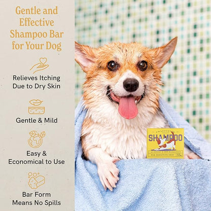 JR Liggett’s Natural Dog Shampoo Bar for Sensitive Skin - 100% Detergent Free, Non-GMO &amp; Biodegradable - Tear-Free, Hypoallergenic Formula Soothes Dry Itchy Skin - Safe for Puppies - 3.5 oz Bar