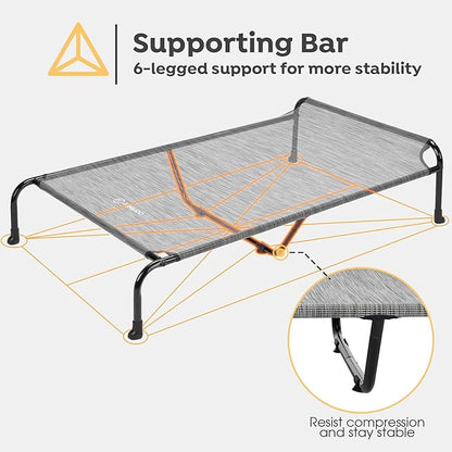Veehoo Original Elevated Dog Cot - Raised Headboard Cooling Pet Bed, Large Dogs, Non-Slip &amp; Breathable, XXL, CWC2417A