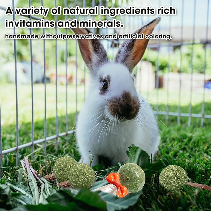 18-Pack Natural Alfalfa &amp; Apple Wood Chew Lollipops for Small Pets - Healthy Dental Toys for Hamsters, Rabbits, Guinea Pigs, Chinchillas