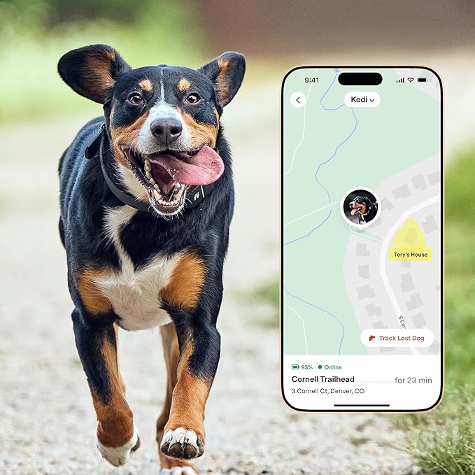 New Fi Series 3+ Smart Dog Tracker Collar – AI GPS for Dogs, Health &amp; Behavior Monitor, Virtual Fence, Escape Alerts, Waterproof, Apple Watch Compatible 12Mo Membership Included