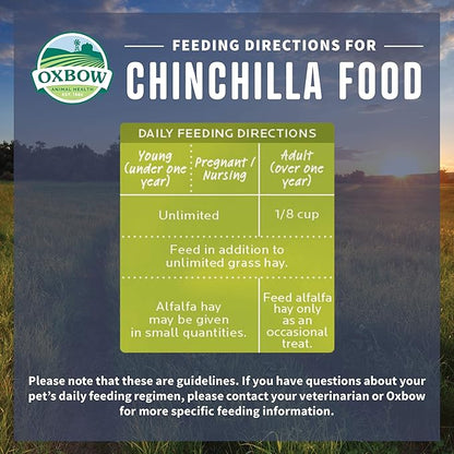 Oxbow Essentials Chinchilla Food, Made Alfalfa, Vitamin &amp; Mineral Rich Food for Chinchillas, Small Animal Pet Pellets, Made in USA, High Fiber, 25 lb Bulk Bag