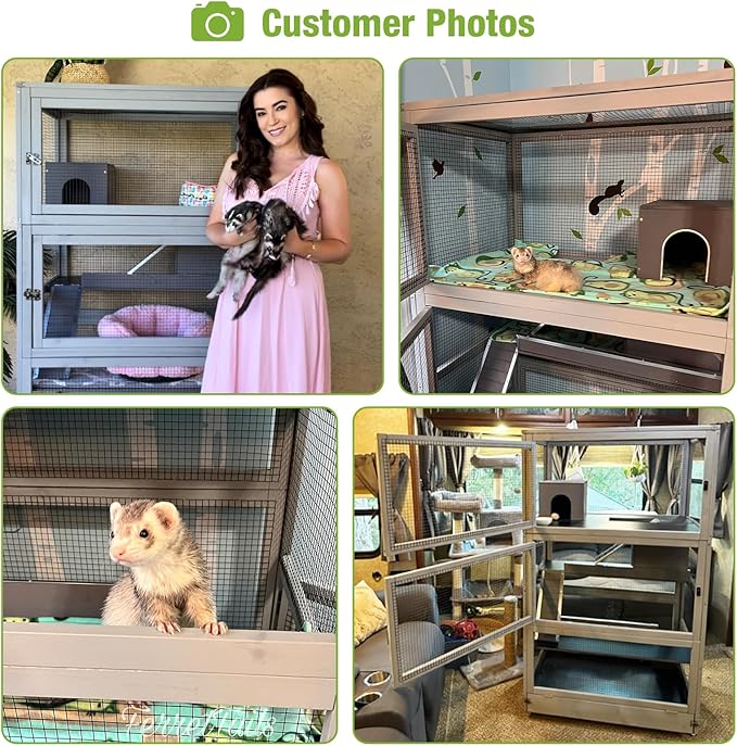 GUTINNEEN Large Chinchilla Cage, 4 Levels Ferret Cage - Large Critter Nation Hutch with Chew-Proof Aluminium Edge &amp; PVC Layer, Brake Wheels Moveable - for Hamster, Rat, Gerbil