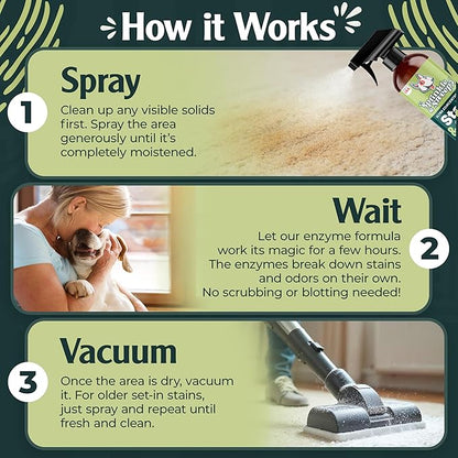 Enzyme Cleaner for Cat Urine | Cat Pee Odor Eliminator &amp; Stain Remover | Dog Urine Carpet Spray | Multi-Surface Cat Urine Destroyer | Pet Odor Neutralizer (24oz)