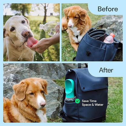 MalsiPree Portable Dog Water Bottle - 19 Oz, Blue - Leak-Proof Water Bowl Dispenser with Lock for Hiking, Travel &amp; On-The-Go