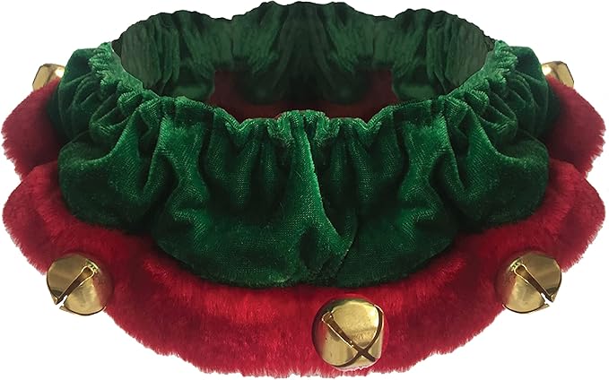 Huxley &amp; Kent Ruff Pet Scrunchy | Elf (Extra-Large) | Festive Christmas/Holiday Neckwear for Dogs/Cats | Fun Stretchable Costume Accessory | Soft Collar with Bells