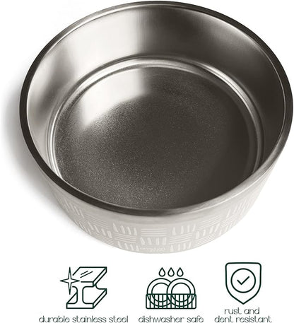 CROXTON &amp; CO. Stainless Steel Pet Bowl for Dogs &amp; Cats | Insulated Food Bowls for Dog Cat | No Tip No Slip | Non-Slip Rubber Base | Dishwasher Safe | Medium (4 Cups)
