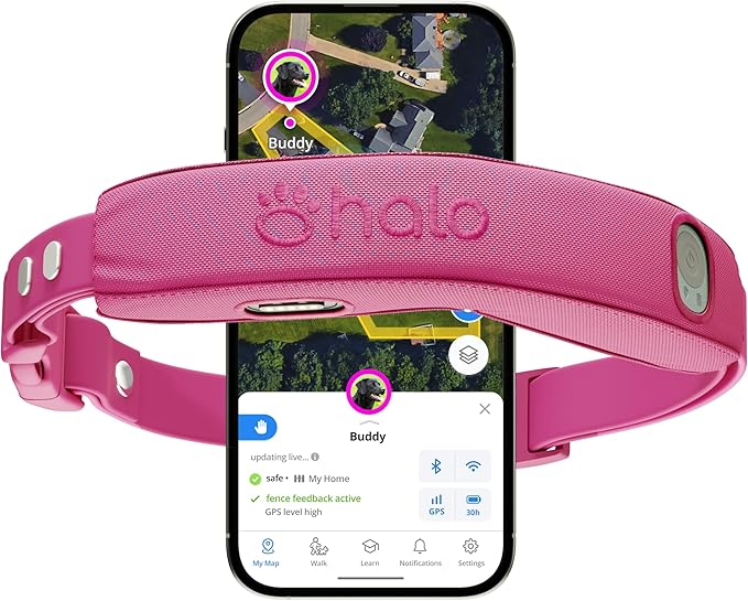 Halo Collar 4, All New GPS Wireless Dog Fence &amp; Dog Training Collar with GPS Tracker, Subscription Required, Waterproof, One Size, Orchid