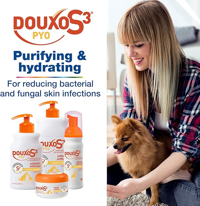 Douxo S3 Pyo Pads, Contains 3% Chlorhexidine &amp; 0.5% Ophytrium, Antiseptic &amp; Hydrating, For Bacterial or Yeast Skin Infections, For Dogs and Cats, 30 Pads
