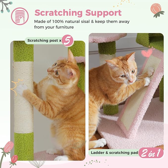 PEQULTI Tall Cat Tree Floor to Ceiling Cat Tower Adjustable Height (90.5&