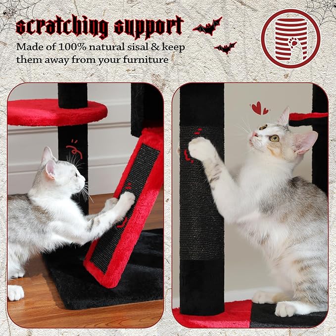 PEQULTI Tall Cat Tree, Floor to Ceiling Cat Tree Tower Adjustable [90.5&