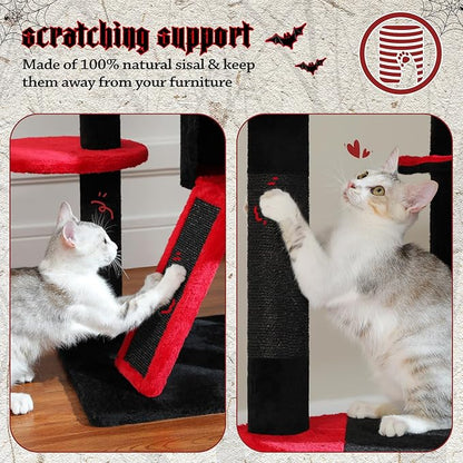 PEQULTI Tall Cat Tree, Floor to Ceiling Cat Tree Tower Adjustable [90.5&
