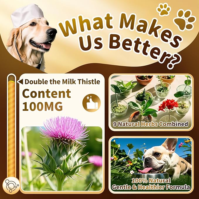 (2 Pack) Poppaw Milk Thistle for Dogs, 9-in-1 Liver &amp; Kidney Support Drops with Artichoke, Resveratrol, Marigold Extract, Natural Detox Herbal Supplement for Liver Function, Bacon Flavor, 2 Oz