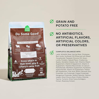 Open Farm, Grain Free Dry Cat Food, High-Protein Kibble for a Complete &amp; Balanced Diet, Non-GMO Fruits &amp; Vegetables, Prebiotic Fibers to Support Digestion, Pasture-Raised Lamb Recipe, 8lb Bag