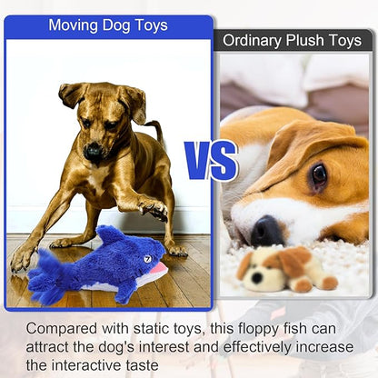 Mity rain 2 in 1 Interactive Dog Toys, Shark Dog Toy to Keep Them Busy, Plush Squeaky Dog Toys, Rechargeable Wiggly Fish Blue Dog Toys for Small Medium Large Dogs, Moving Dog Toys for Indoor&amp;Outdoor