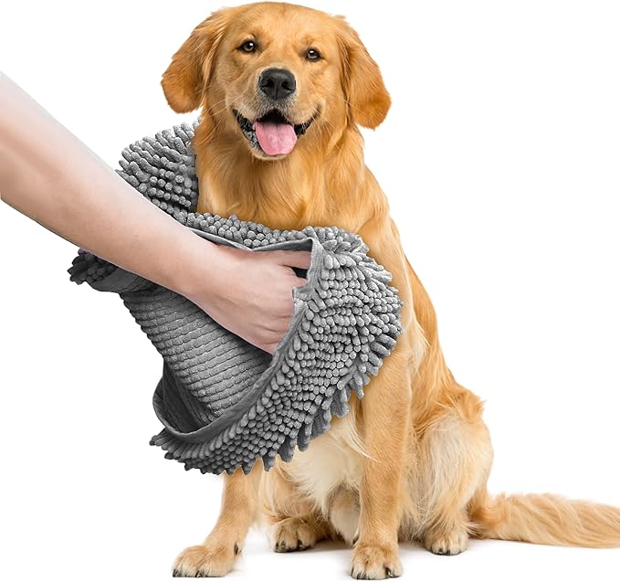 Muddy Mat® 2-in-1 Set: AS-SEEN-ON-TV Grey Microfiber Door Mat (30"X19") &amp; Doggy Dryer Plush Shammy Towel - Non-Slip, Washable &amp; Highly Absorbent Solutions for Soggy Paws &amp; Clean Floors
