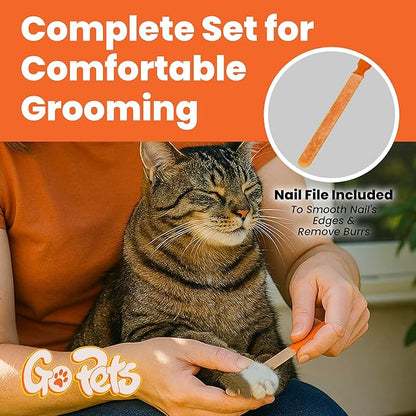 GoPets Nail Clipper for Small to Medium Pets, Quick Sensor Safety Guard, Heavy Duty Trimmer for Thick Nails, Stainless Steel Blades, Grooming Tool for Dogs &amp; Cats, Non-Slip Handle, Built-in Nail File