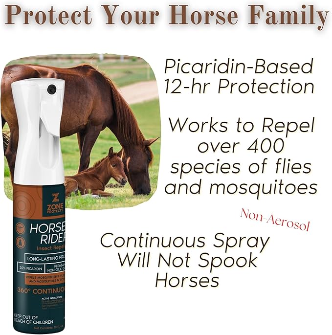 Horse &amp; Rider Fly/Insect Repellent Starter Pack; Picaridin Based 10oz Continuous Spray, 32oz Refill, 80-Count Face/Ear Wipes
