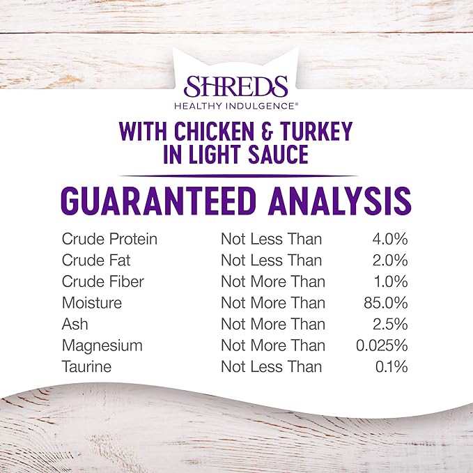 Wellness Healthly Indulgence Shreds Adult Wet Cat Food, Natural, Protein-Rich, Grain Free, 3 Ounce Pouch, 24 Pack, (Chicken &amp; Turkey)