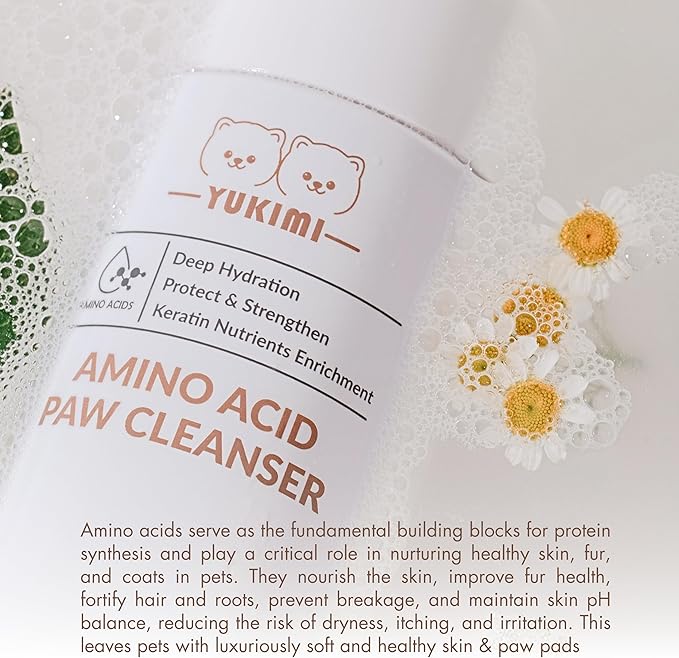 YUKIMI Premium Amino Acid Paw Cleanser with Silicone Bristle Brush for Dogs &amp; Cats | Dermatologist Certified Hypoallergenic | Hydrating, Soothing, Deodorizing, Moisturizing | pH Balanced - 5.0 Fl Oz