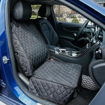PETICON Front Seat Cover 2 Pack, Full Protection Dog Car Seat Cover with Side Flaps, Nonslip Scratchproof Captain Chair Seat Cover Fits for Cars, Trucks, SUVs, Jeep, Black