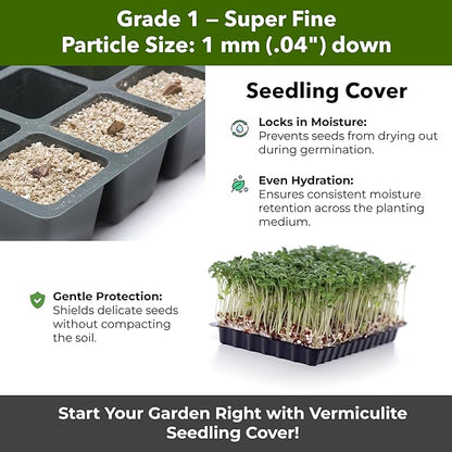 Organic Superfine Vermiculite for Indoor Gardening Plants and Mushrooms – Enhances Soil Aeration, Seed Germination, Rooting Cuttings – Small Packages and Bulk (Vermiculite Grade 1 - Superfine, 1 qt)