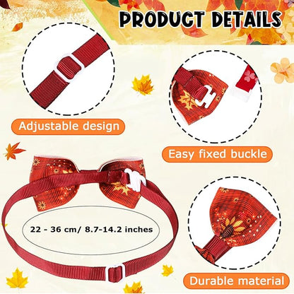 Talltalk 360 Pcs Halloween Dog Bow Ties Collars Set Adjustable Thanksgiving Christmas Fall Xmas Dogs Neckties Grooming Accessories for Small Medium Large Pet Cat Decoration(Thanksgiving)