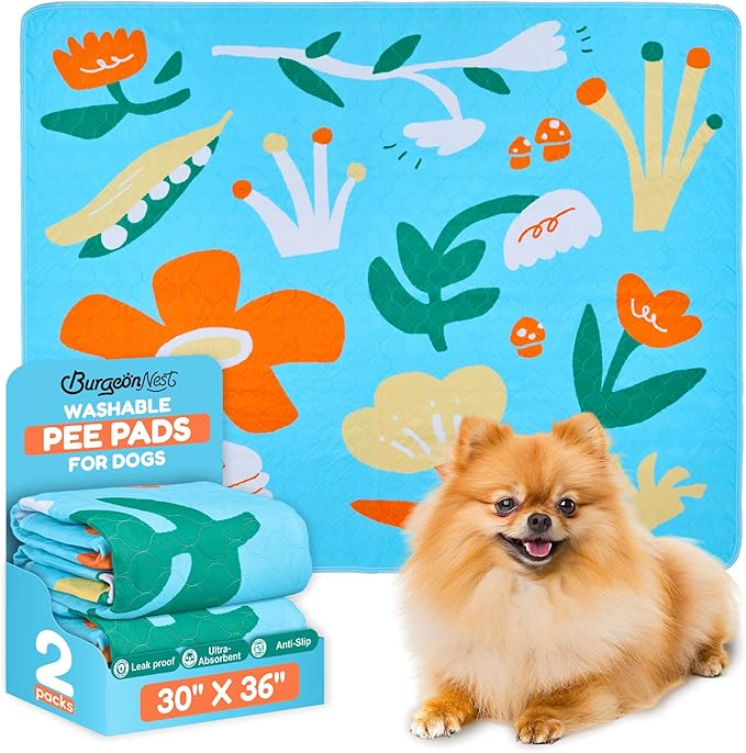 BurgeonNest Washable Pee Pads for Dogs, 2 Pack 30&