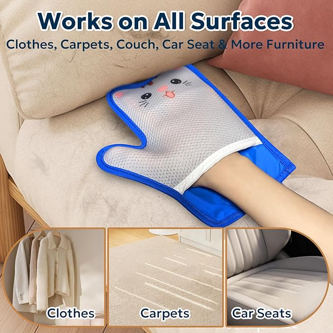 Pet Hair Removal Glove - Electrostatic Gloves for Pet Hair, Portable &amp; Reusable Dog &amp; Cat Fur Remover Tool for Couch, Clothes, Furniture, Carpet, and Car Seats,1 PCS