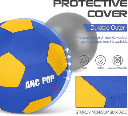 Herding Ball for Dogs &amp; Horses - 20" Large Blue &amp; Yellow Ball with Hand Pump