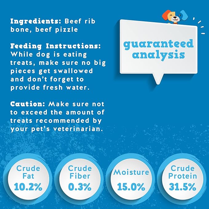 Jack&amp;Pup Twist Beef Rib Bones for Dogs, 7" Beef Rib Bone Small Dog Bones for Puppies with Beef Jerky Twist for Flavor and Fun - Healthy Dog Bones Rib Small Dog Chew Bones (4 Count)