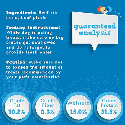 Jack&amp;Pup Twist Beef Rib Bones for Dogs, 7" Beef Rib Bone Small Dog Bones for Puppies with Beef Jerky Twist for Flavor and Fun - Healthy Dog Bones Rib Small Dog Chew Bones (4 Count)