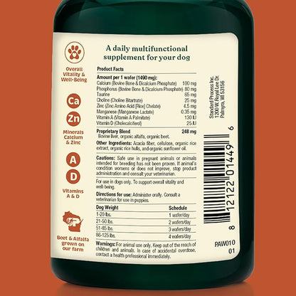 Health + Vitality for Dogs - Pet Supplement for Immune System, Coat, Liver Health &amp; More - Dog Multifunctional Support with Choline, Calcium, Zinc, &amp; Vitamins D and A - 90 Chewable Wafers