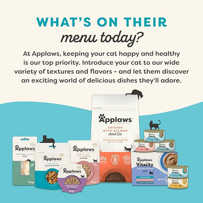 Applaws Vitality Wet Cat Food Paté, Natural Canned Cat Food, Wet Food for Cats with Added Vitamins and Minerals, Grain Free, Carrageenan Free, Tuna Fillet Recipe (24 Count, 2.47 oz Cans)