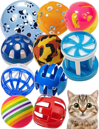10-Pack Cat Toy Balls with Bells for Kittens and Cats of All Breeds (1.5&