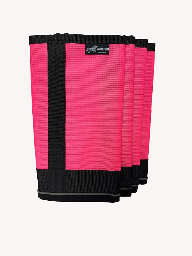 Warrior Fly Boots for Horses - Breathable Mesh Horse Boots for Fly Protection &amp; Leg Comfort - Set of 4 (Goliath Warrior, Neon Pink)