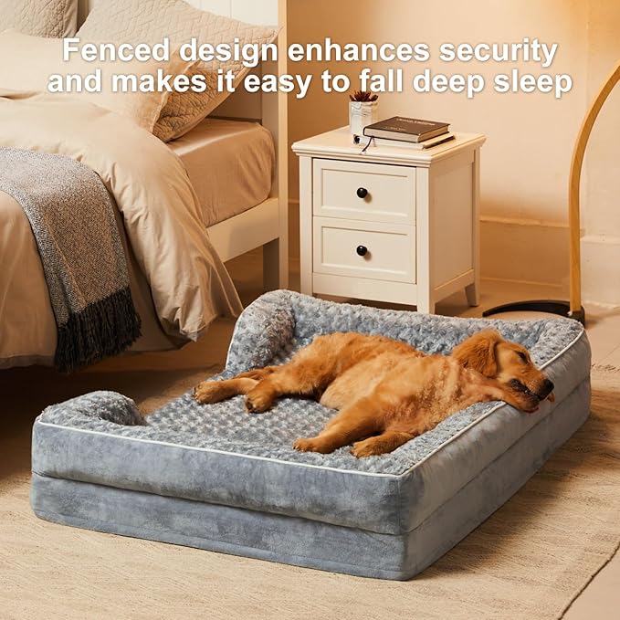 WNPETHOME Dog Beds for Large Sized Dogs, Washable Orthopedic Dog Couch Sofa Bed with Waterproof Lining &amp; Non-Skid Bottom for Pet Sleeping