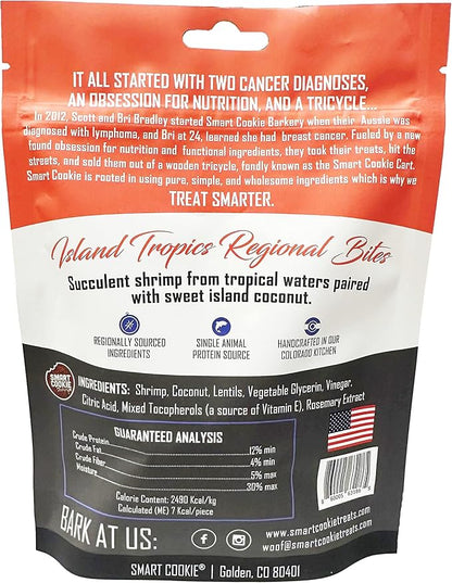 Smart Cookie All Natural Soft Dog Treats - Shrimp &amp; Coconut - Healthy Dog Treats for Allergies, Sensitive Stomachs - Chewy, Grain Free, Human-Grade, Made in The USA - 5oz Bag, 1 Pack