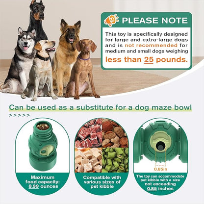 KADTC Dog Treat Dispener Toys Rolling Giggling Indestructible Puzzle Feeder Toy Adjustable Food Dispensing Speed for Medium/Large Aggressive Chewers Breed