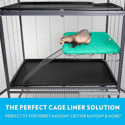 Paw Inspired Fitted Fleece Liner for Ferret Nation, Critter Nation Cage for Ferrets, Rats, Chinchillas, Hedgehogs &amp; Other Small Animals (Green, Shelf Liner)