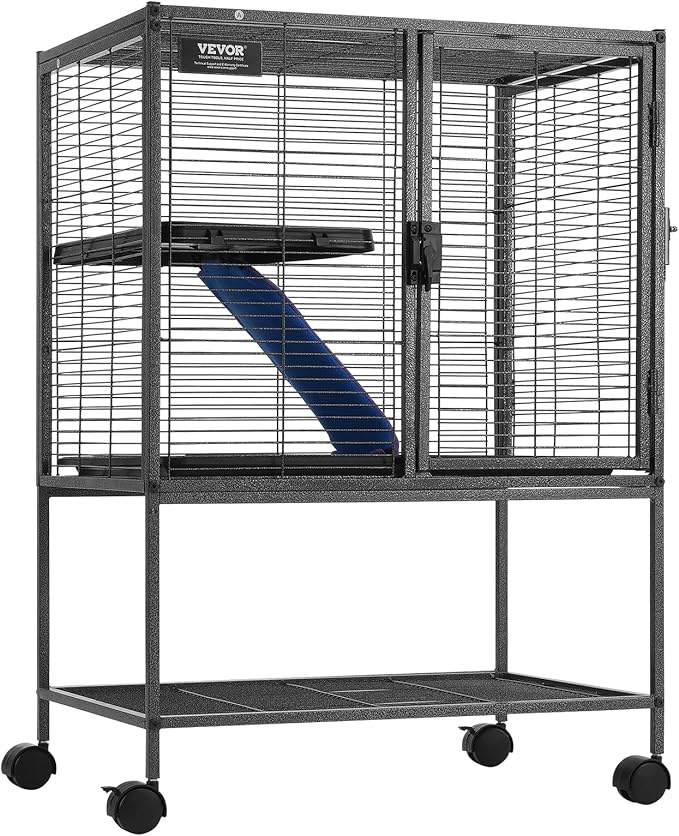 VEVOR 34" Rolling Metal Ferret Cage, Large 2-Tier Critter Nation Cage, Small Animal Cage with Ramps &amp; Tray, Easy to Set up for Pet Mice, Hamster, Guinea Pig, Chinchilla, Squirrel, Hedgehogs, Bunny