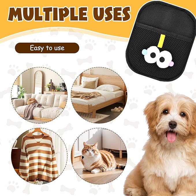 Electrostatic Pet Hair Remover, Pet Hair Remover Tool for Cats &amp; Dogs, Cleaning Gloves for Carpet, Couch, Furniture, Car Seat, Double-Sided, Reusable, Washable (1 PCS)