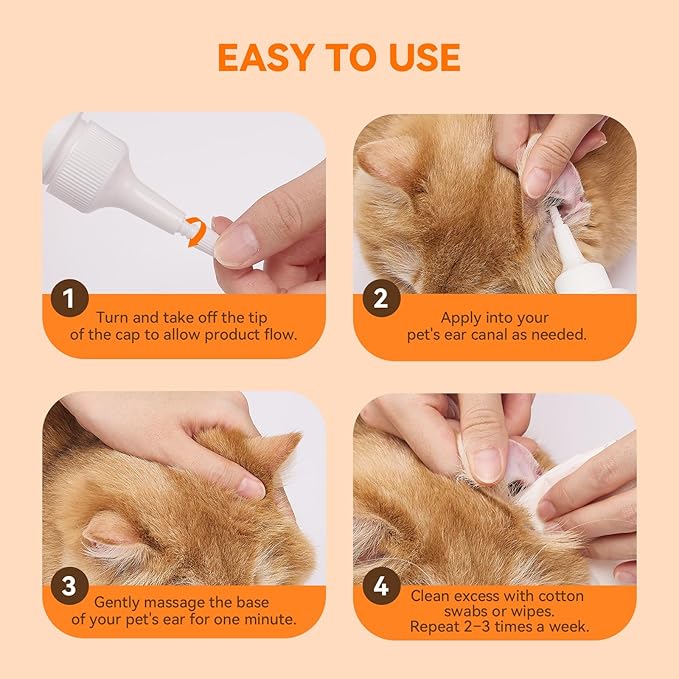 Ear Cleaner for Dog &amp; Cats, Dog Ear Drop and Infection Treatment, Dog Ear Cleaning Solution- Cleaning,Soothing, and Deodorizing Itchy Ears - 8oz