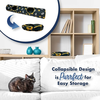 NFL Green Bay Packers Cat Tunnel Tube Toy with Plush Football Catnip and Feathers Collapsible Tunnel for Cats to Play, Peek and Hide, Sporty &amp; Fun Cat Tunnel Toy with Team Logo All-Over Design!