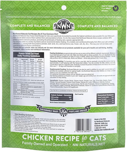 Northwest Naturals Freeze-Dried Chicken Cat &amp; Kitten Food – Bite-Sized Nibbles – Healthy, Limited, Human-Grade Ingredients, All-Natural, High-Protein Raw Diet – Complete &amp; Balanced, Made in USA, 11 oz