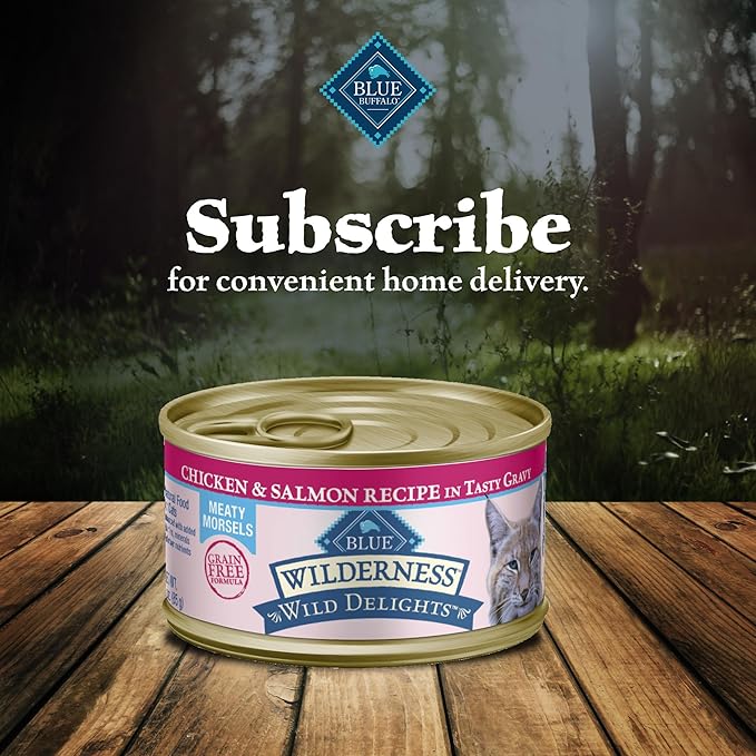 Blue Buffalo Wilderness Wild Delights Meaty Morsels Natural Wet Cat Food, Chicken &amp; Salmon in Tasty Gravy, 3-oz. Cans, 24-Pack