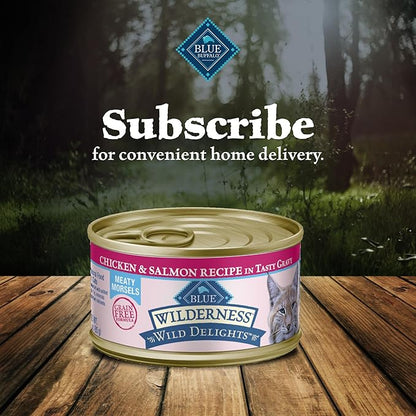 Blue Buffalo Wilderness Wild Delights Meaty Morsels Natural Wet Cat Food, Chicken &amp; Salmon in Tasty Gravy, 3-oz. Cans, 24-Pack